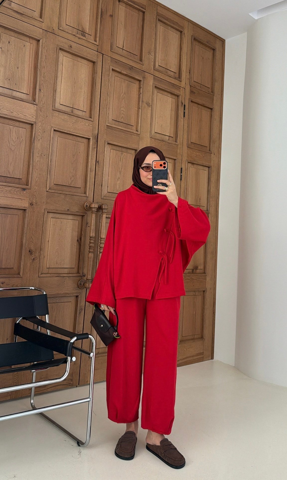 Alya Örgü Detaylı Takım Kırmızı 