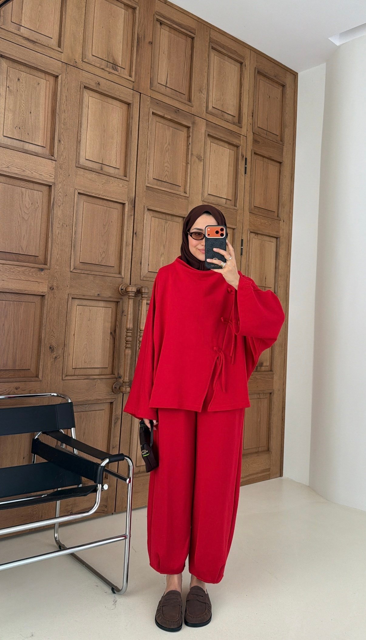 Alya Örgü Detaylı Takım Kırmızı 