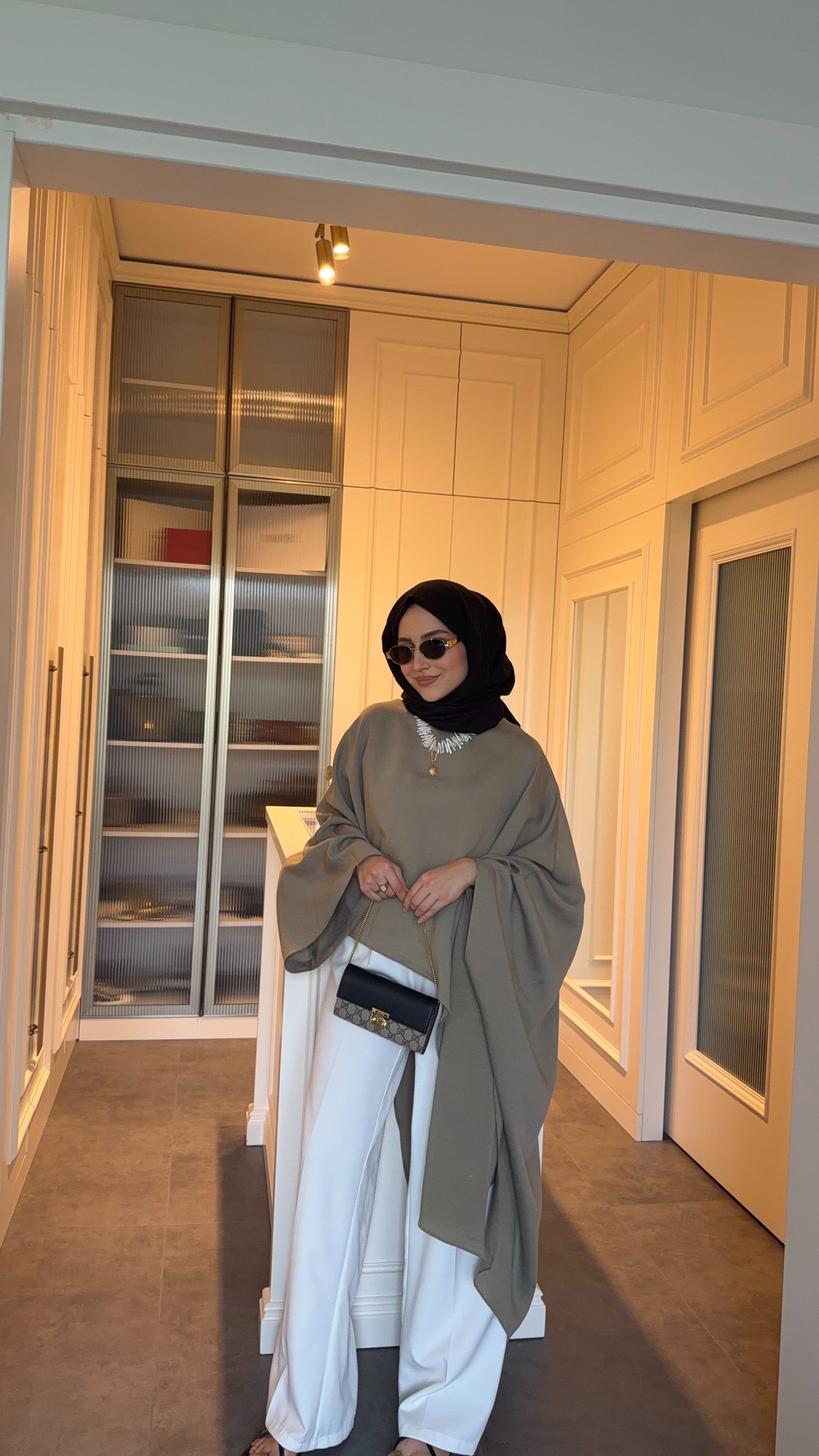 Arabik Asimetrik Üst Olive