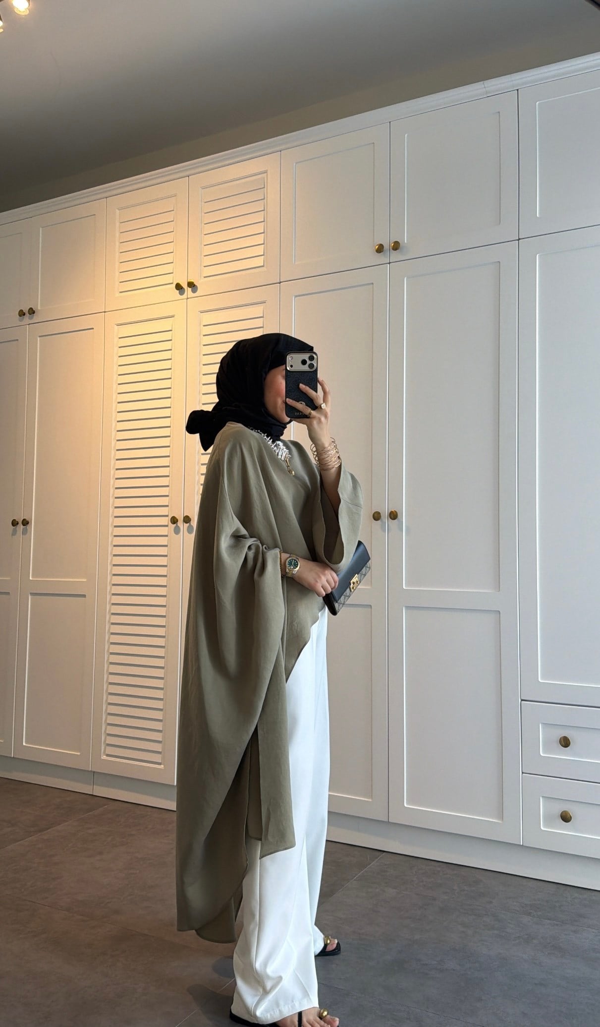 Arabik Asimetrik Üst Olive