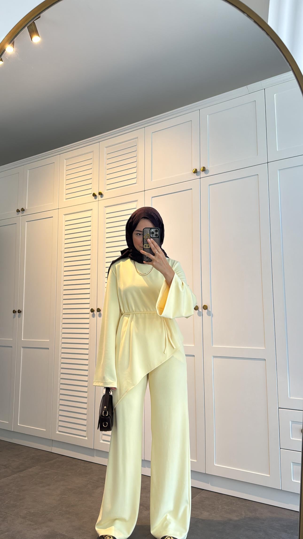 Asimetrik Modal Takım Butter Yellow