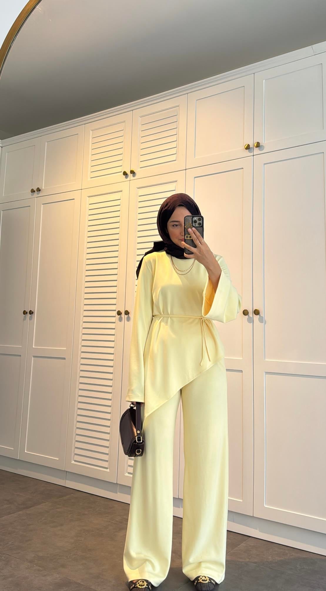 Asimetrik Modal Takım Butter Yellow