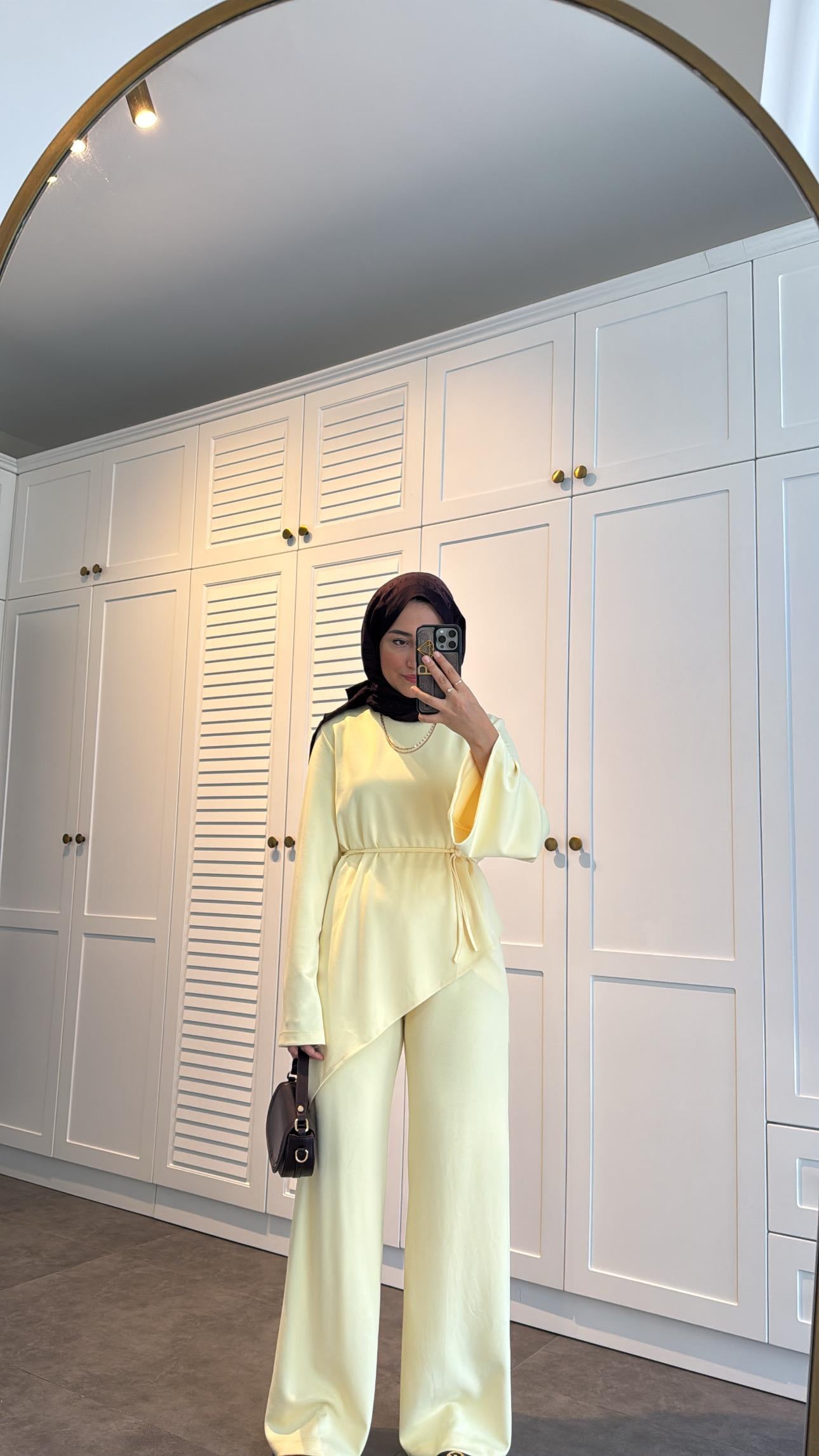Asimetrik Modal Takım Butter Yellow