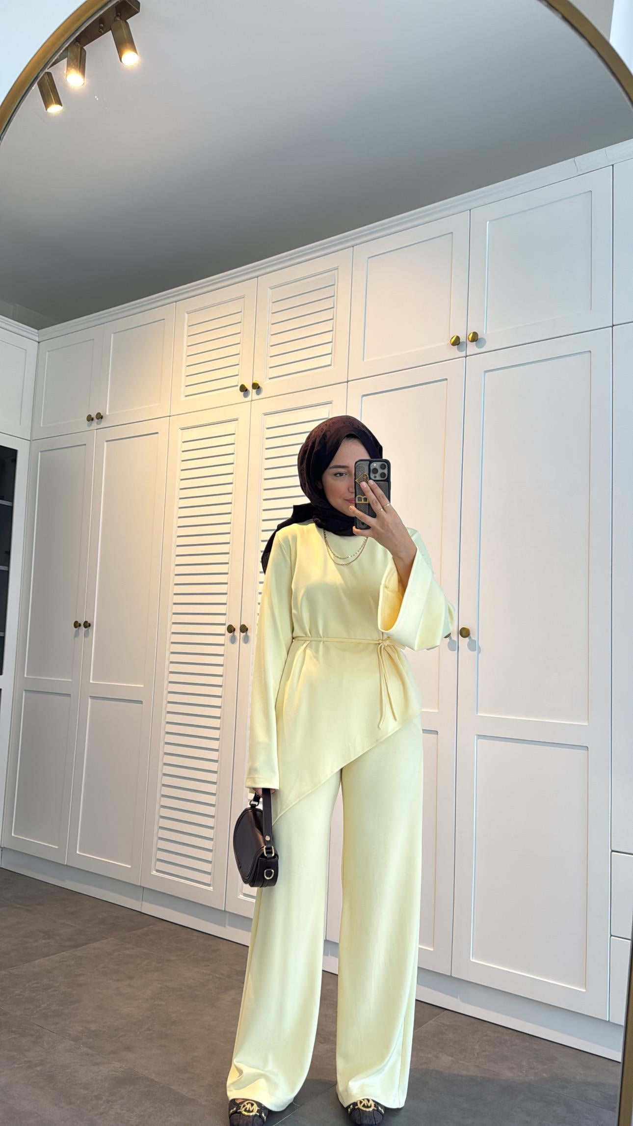 Asimetrik Modal Takım Butter Yellow