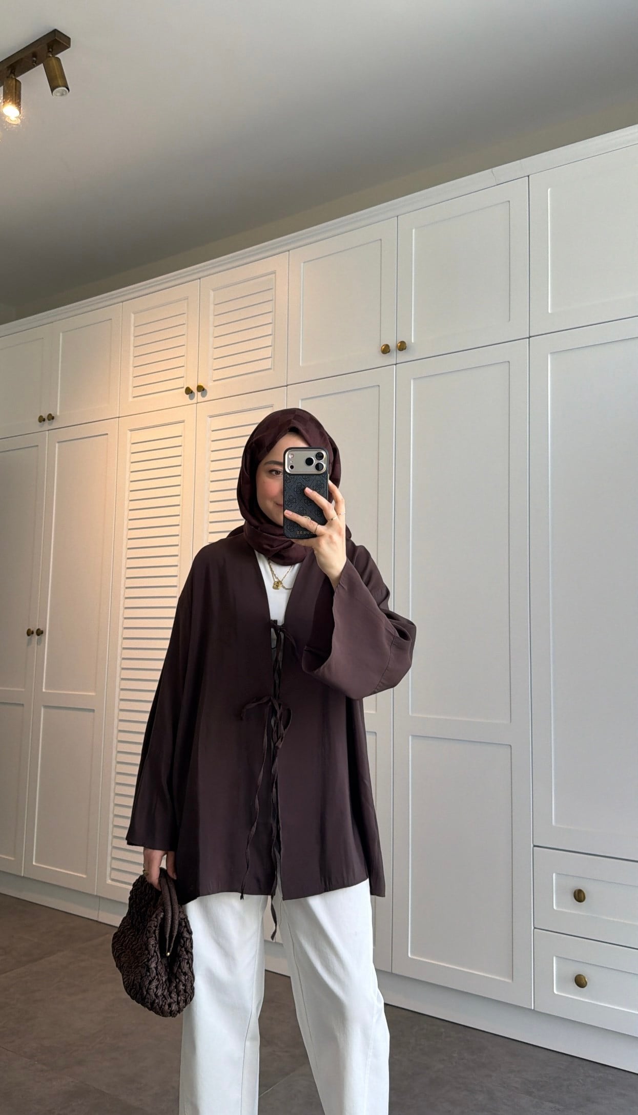 Bağlama Detay Kimono Kahve