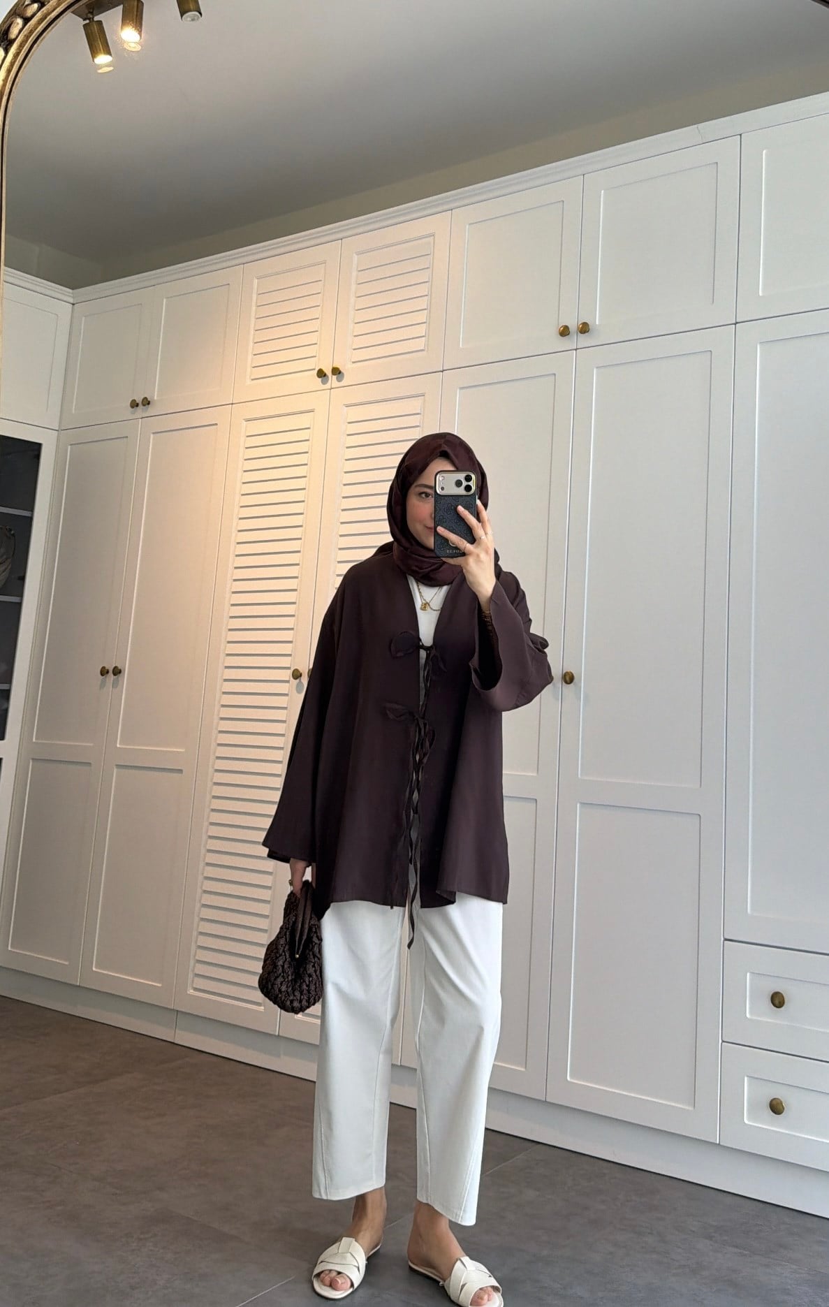 Bağlama Detay Kimono Kahve
