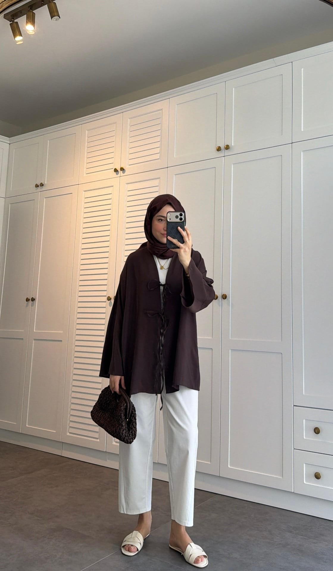Bağlama Detay Kimono Kahve