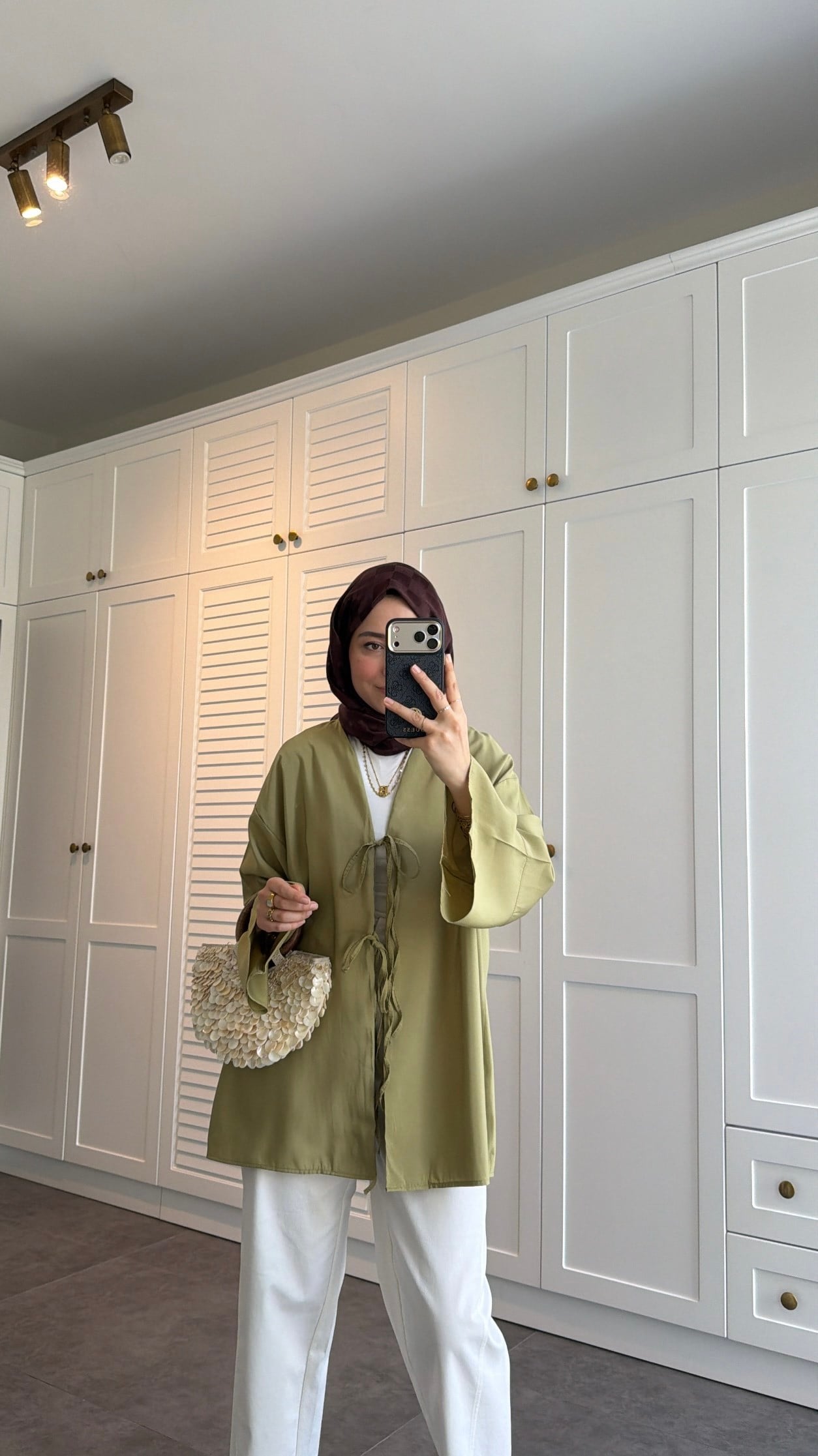 Bağlama Detay Kimono Olive