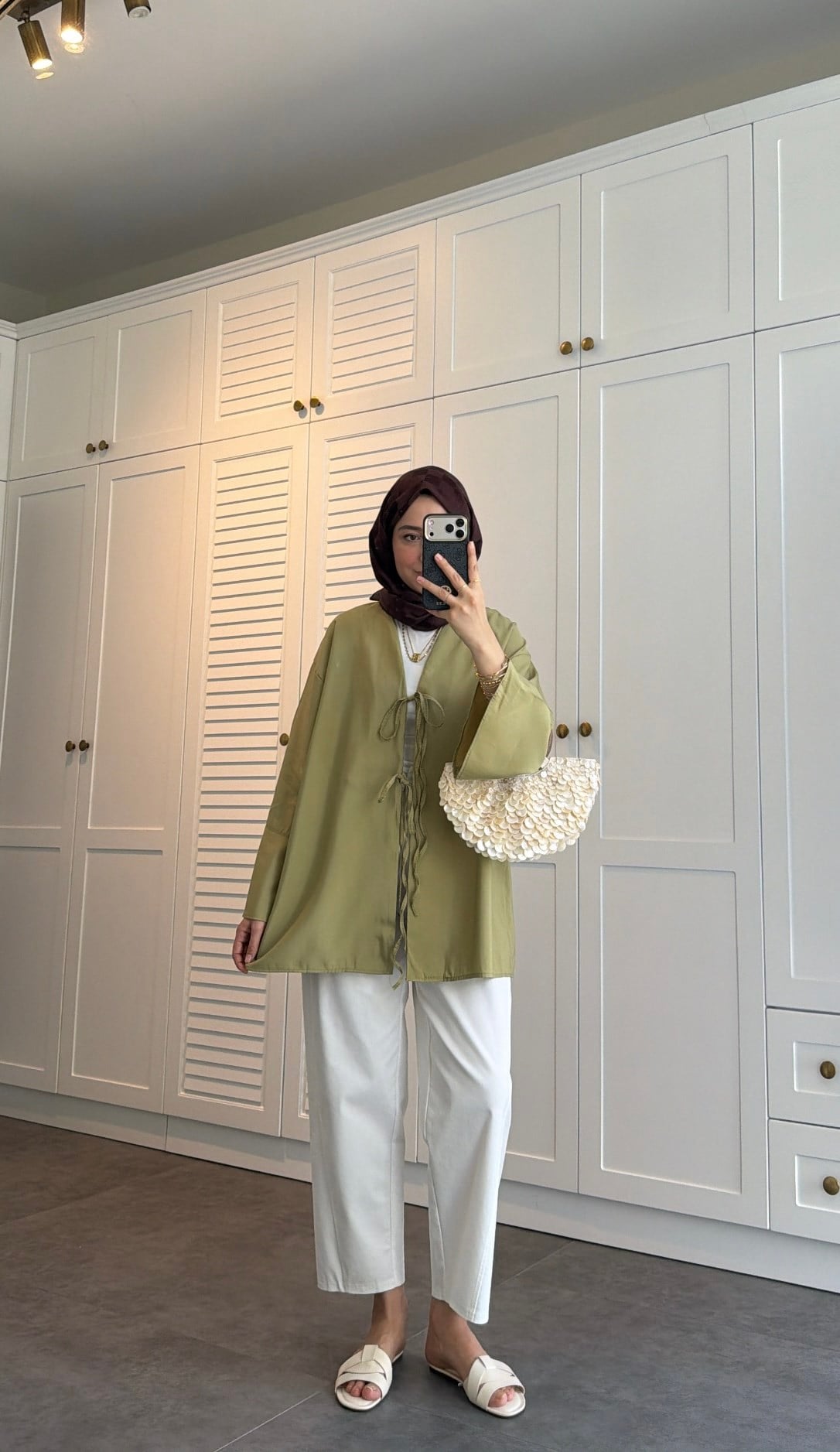 Bağlama Detay Kimono Olive