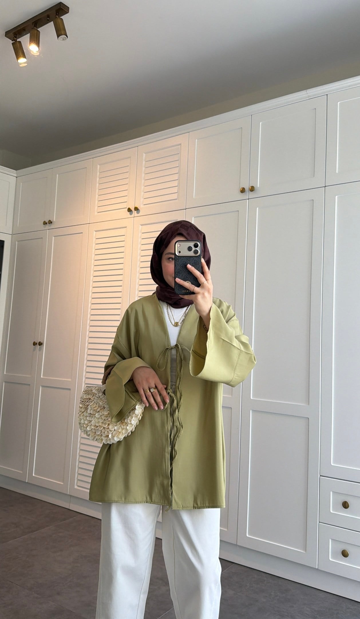 Bağlama Detay Kimono Olive