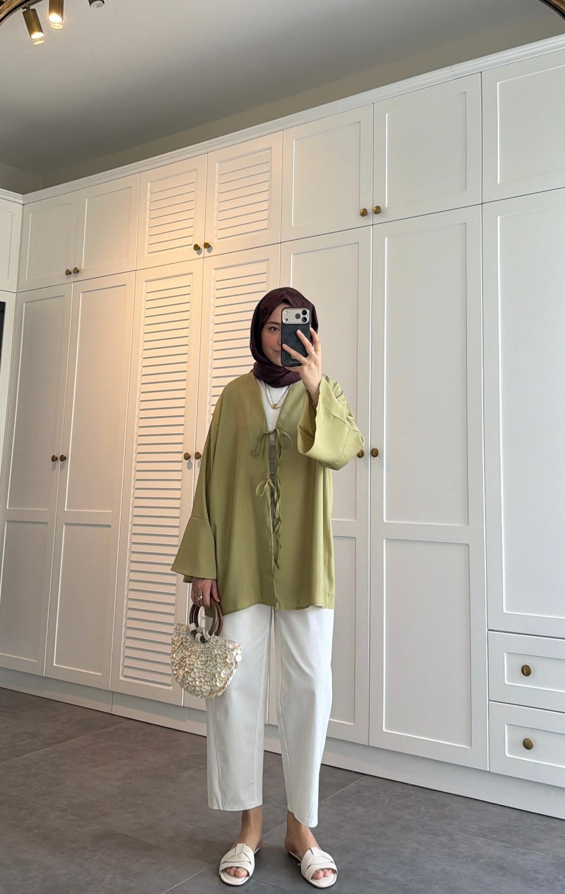 Bağlama Detay Kimono Olive