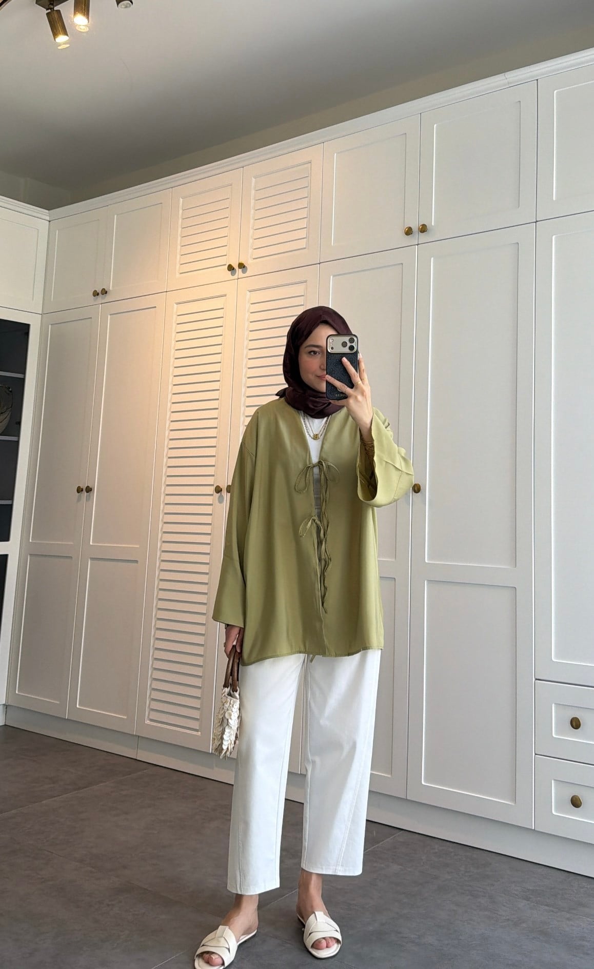 Bağlama Detay Kimono Olive