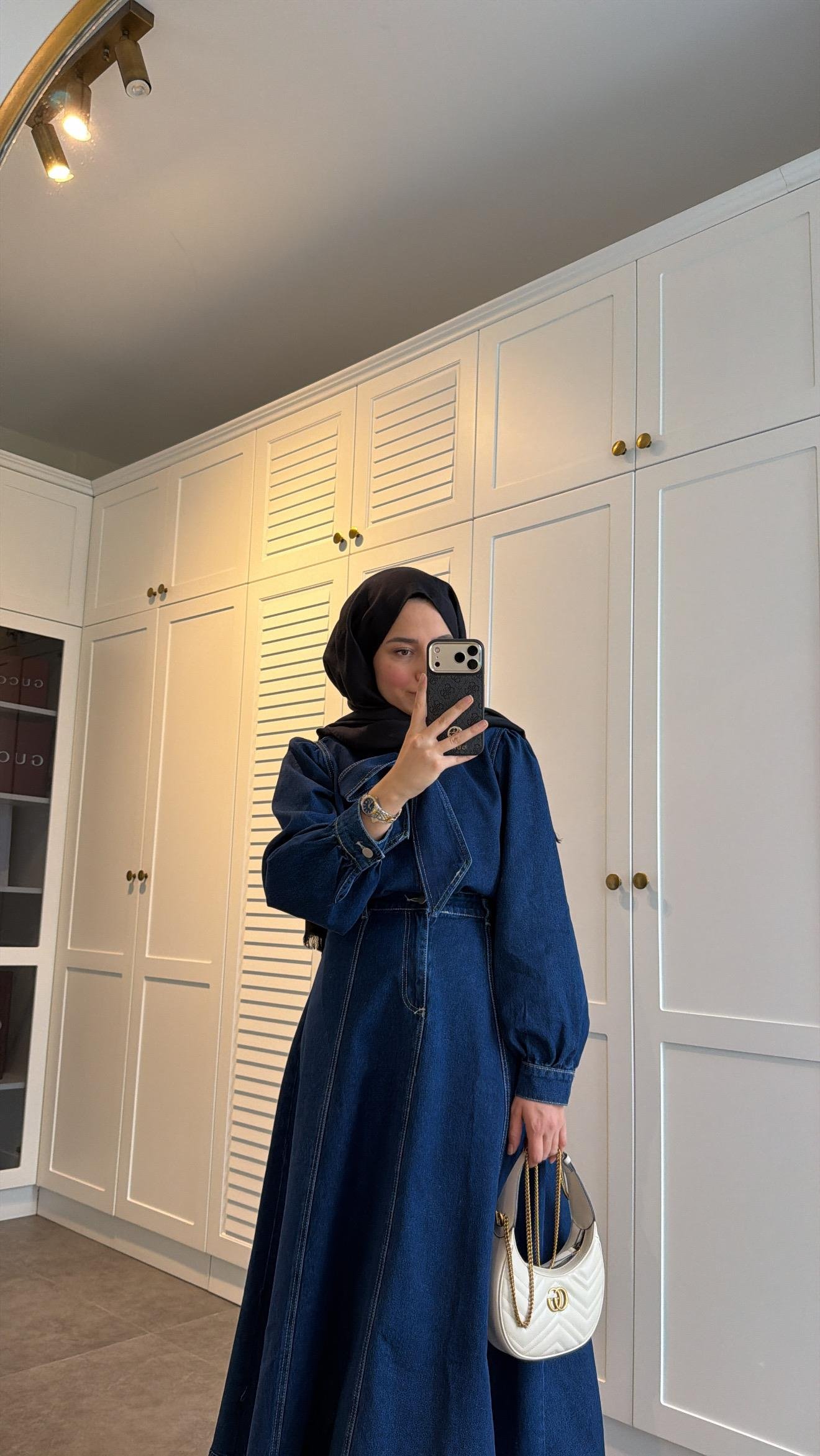 Bağlama Detaylı Denim Etek Takım Lacivert