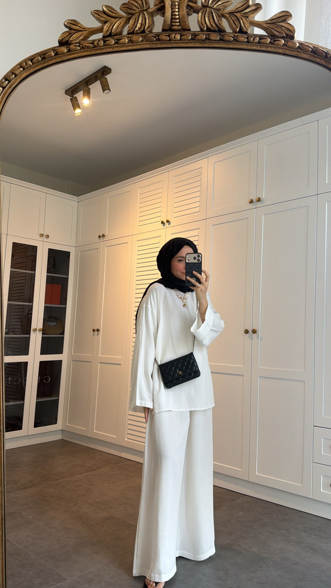 Basic Bol Keten Pantolon Takım Beyaz