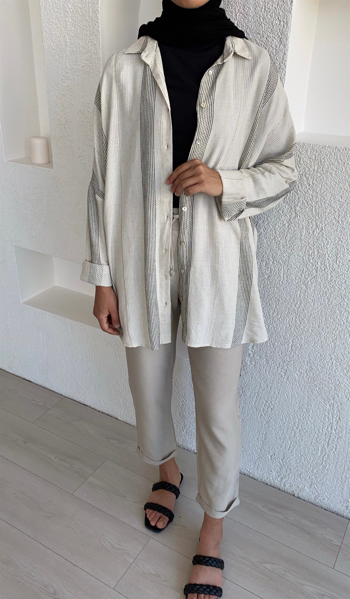 Bej Oversize Gömlek