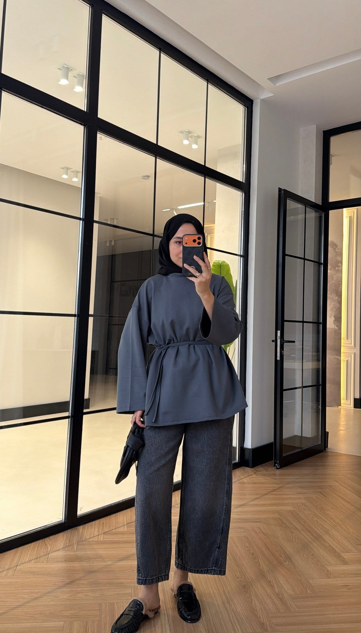 Biye Bağcıklı Tunik Füme