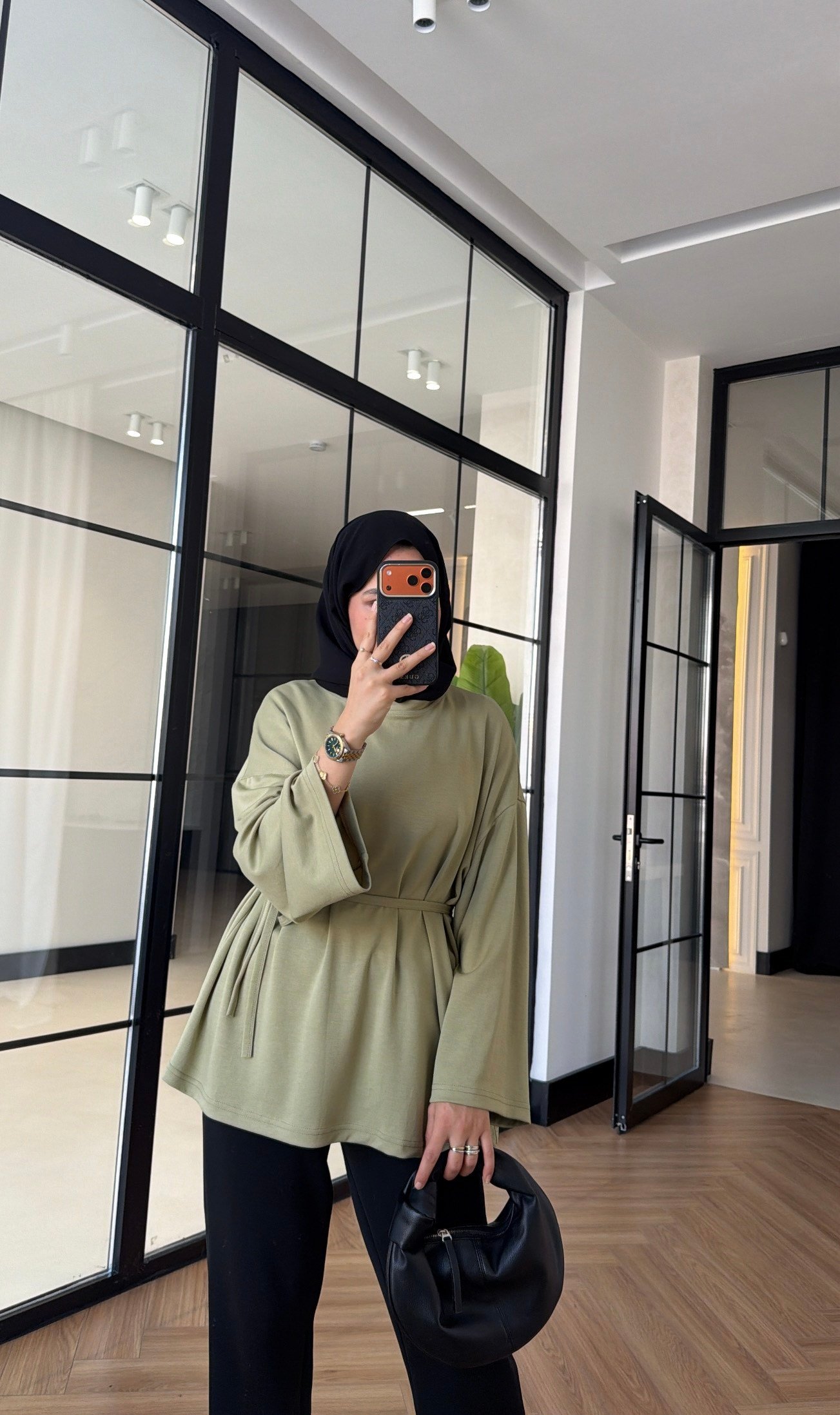 Biye Bağcıklı Tunik Haki