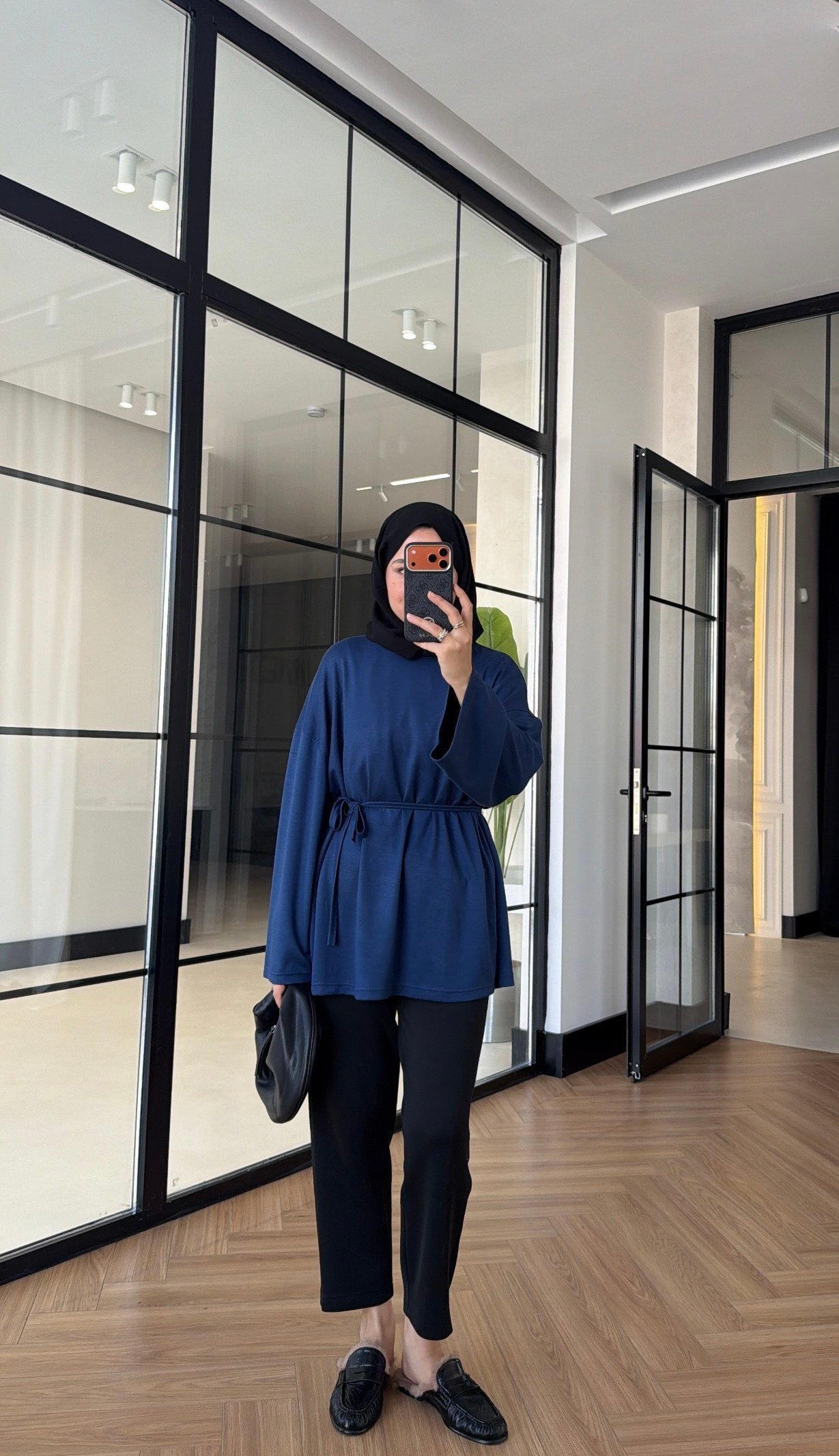 Biye Bağcıklı Tunik Lacivert