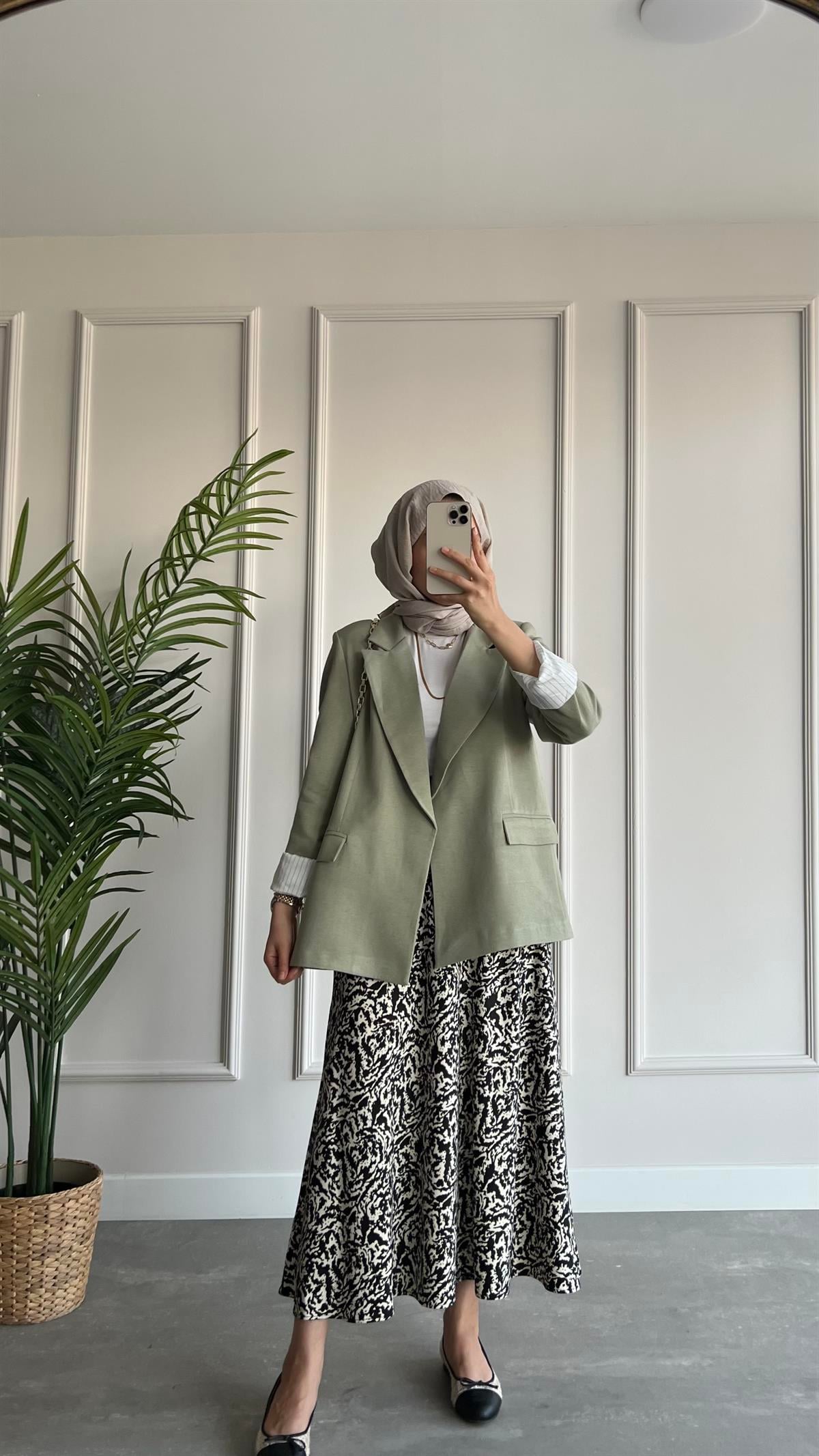 Blazer Keten Ceket- Mint