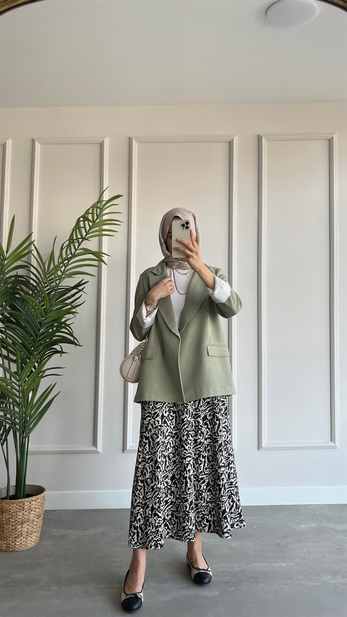 Blazer Keten Ceket- Mint