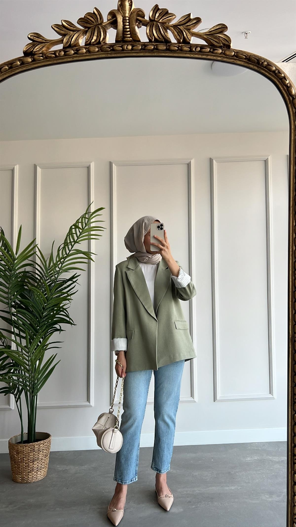 Blazer Keten Ceket- Mint