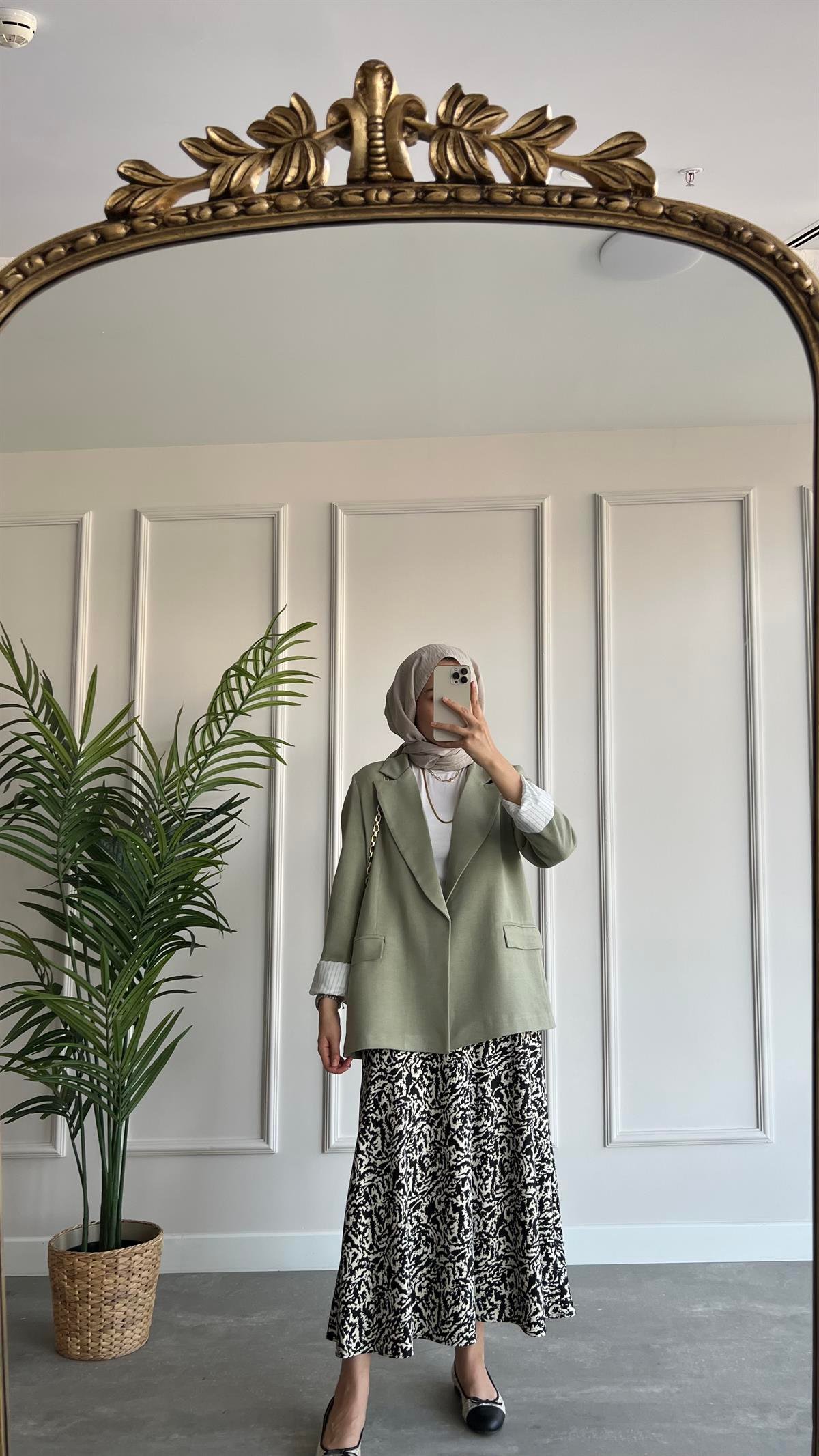 Blazer Keten Ceket- Mint