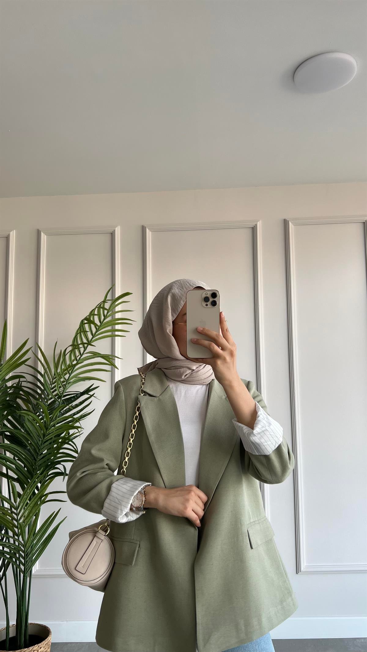 Blazer Keten Ceket- Mint