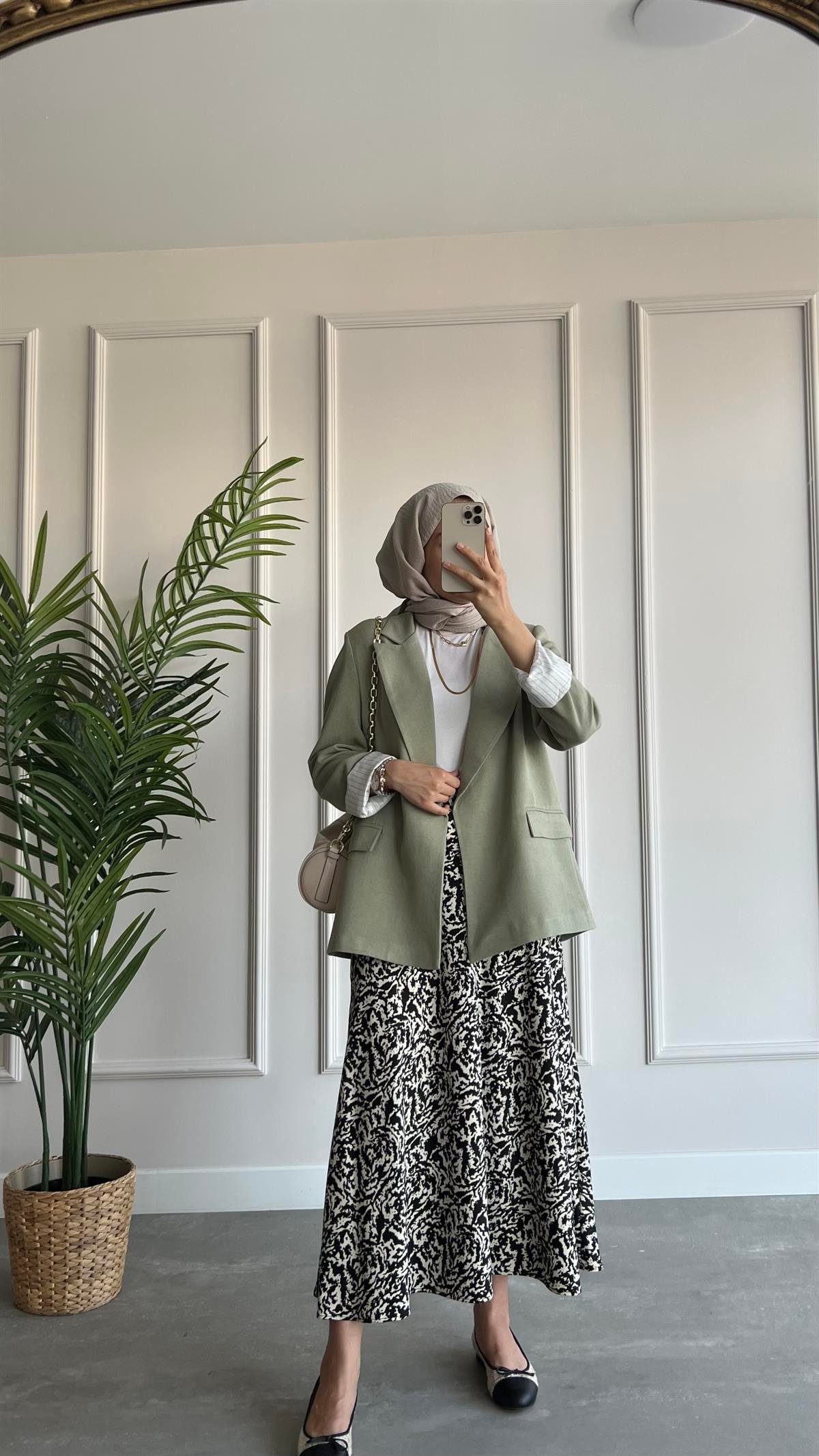 Blazer Keten Ceket- Mint