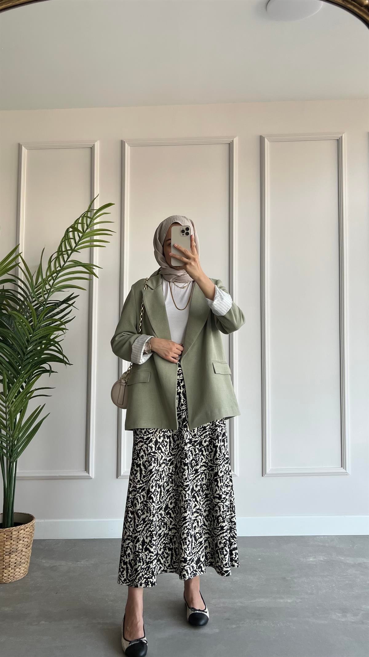 Blazer Keten Ceket- Mint