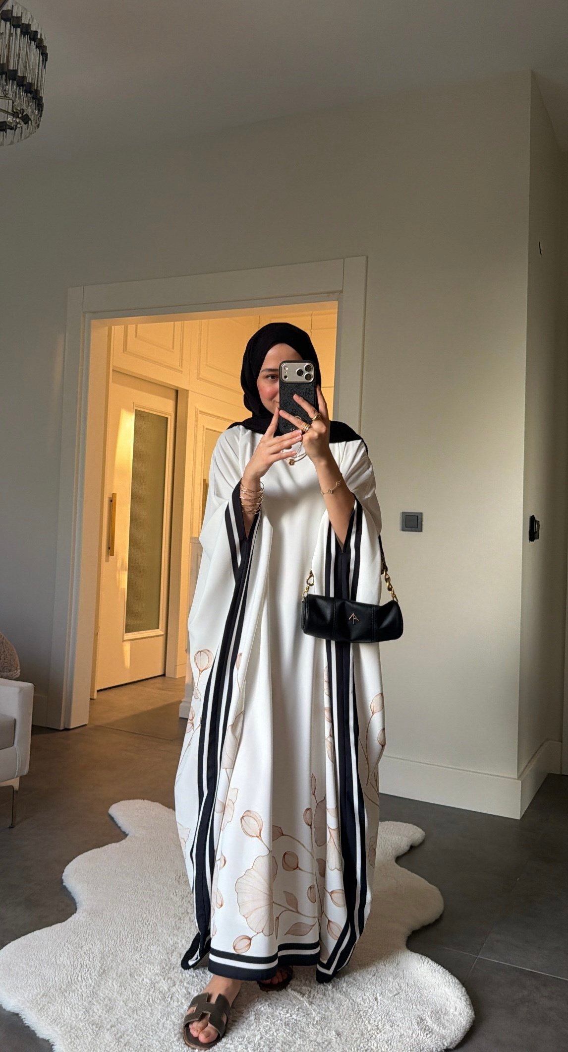 Çiçekli Kaftan Elbise 