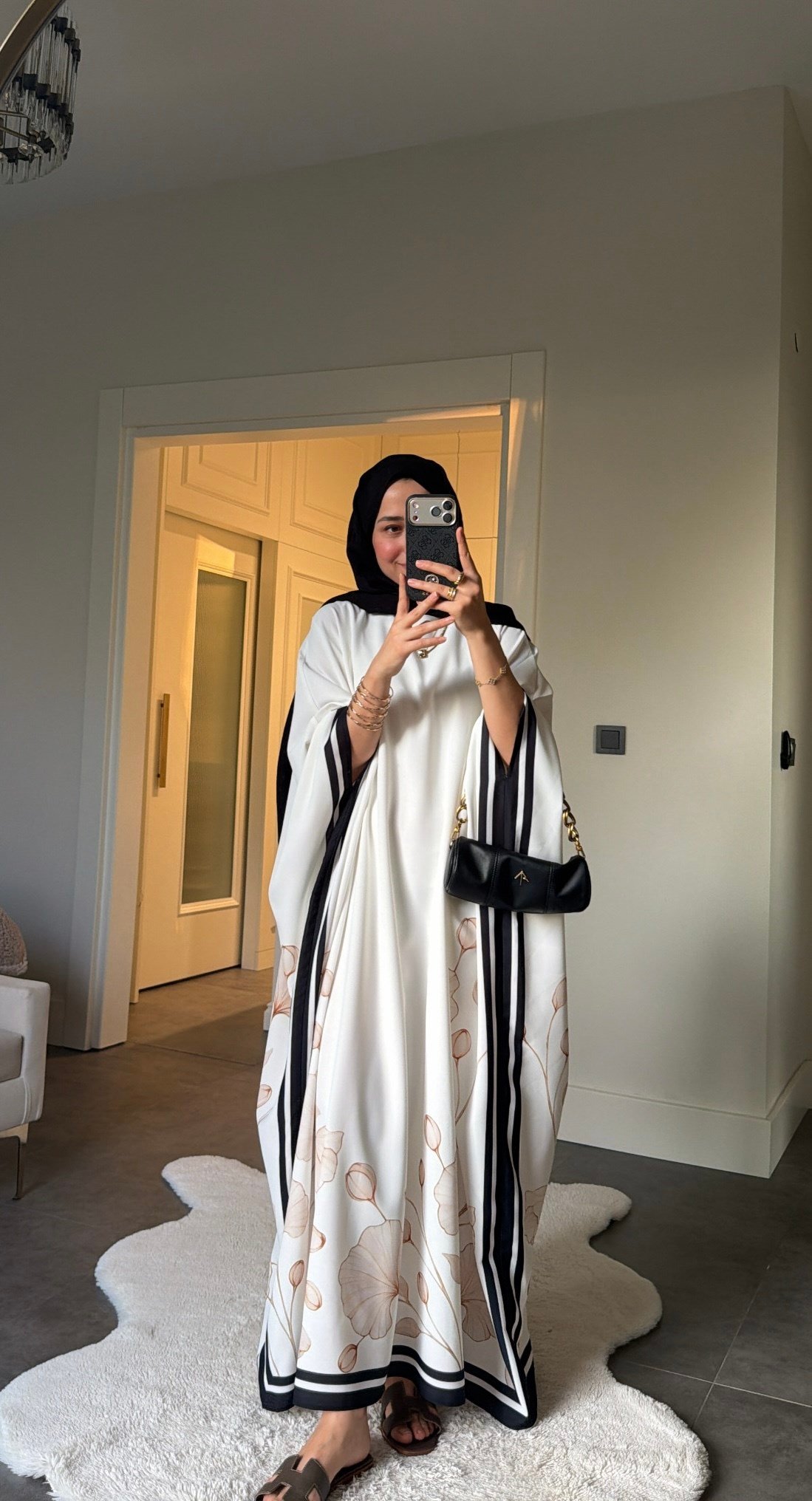 Çiçekli Kaftan Elbise 