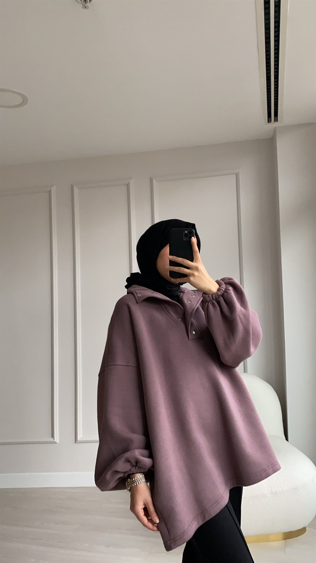 Çıt Çıt Detaylı Oversize  Sweatshirt 