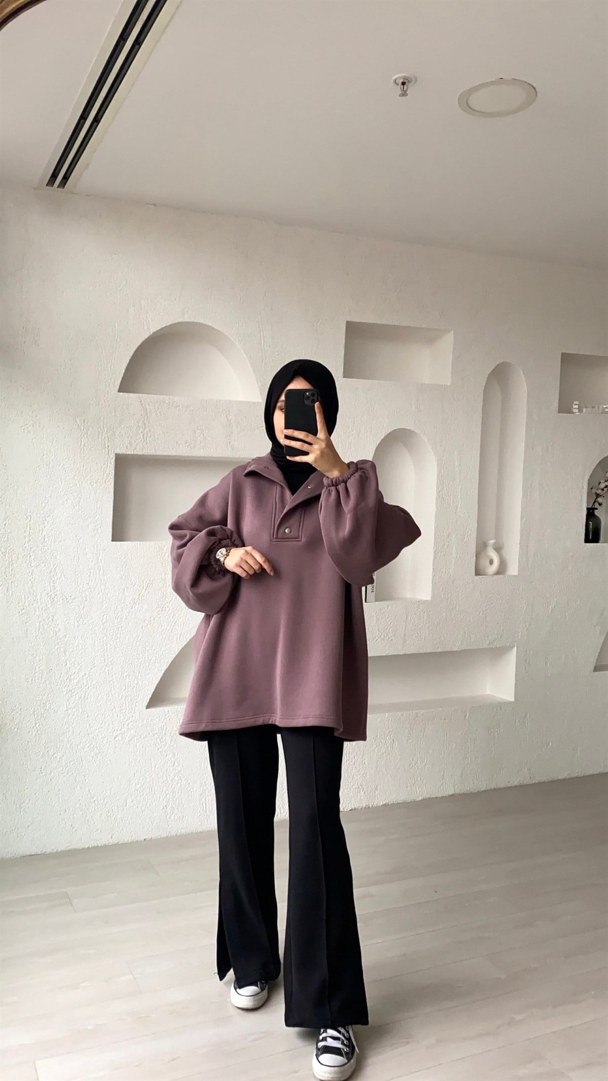Çıt Çıt Detaylı Oversize  Sweatshirt 