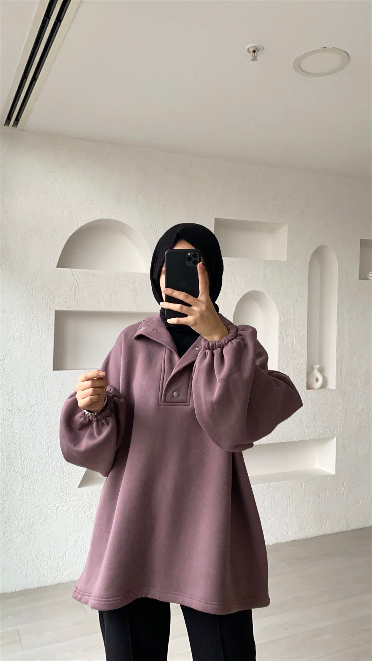 Çıt Çıt Detaylı Oversize  Sweatshirt 
