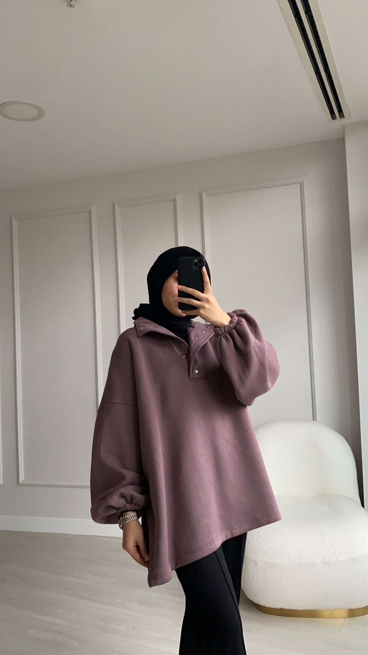 Çıt Çıt Detaylı Oversize  Sweatshirt 