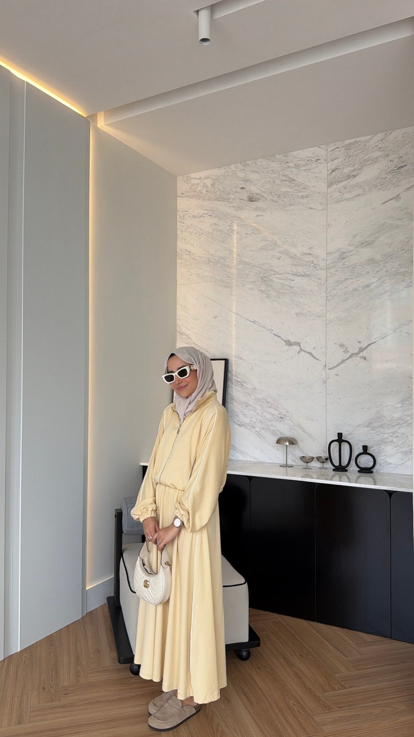 Çizgi Detay  Oysh Etekli Takım Butter Yellow