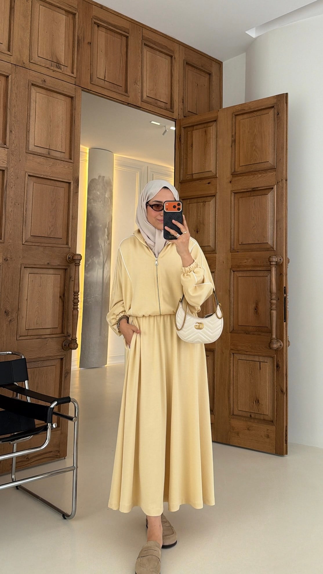 Çizgi Detay  Oysh Etekli Takım Butter Yellow