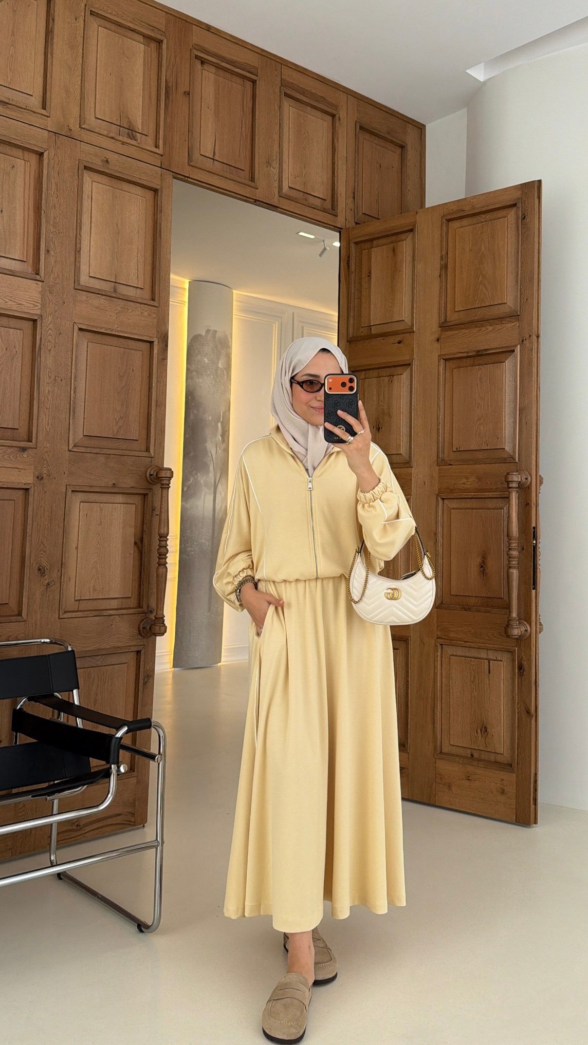 Çizgi Detay  Oysh Etekli Takım Butter Yellow
