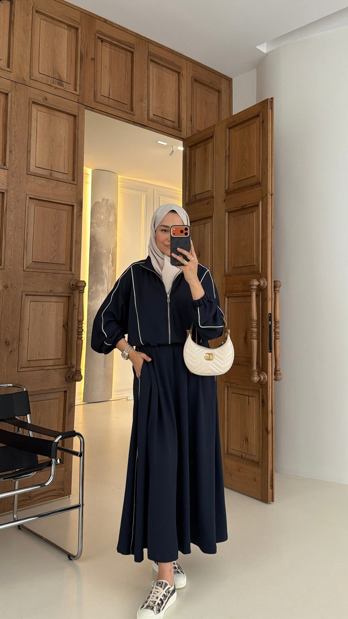 Çizgi Detay  Oysh Etekli Takım  Lacivert