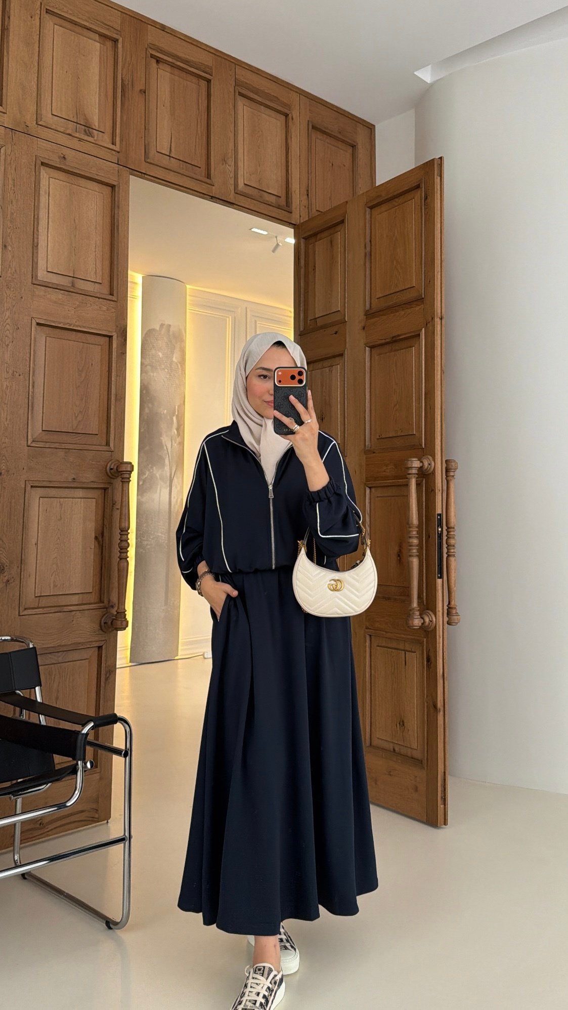 Çizgi Detay  Oysh Etekli Takım  Lacivert