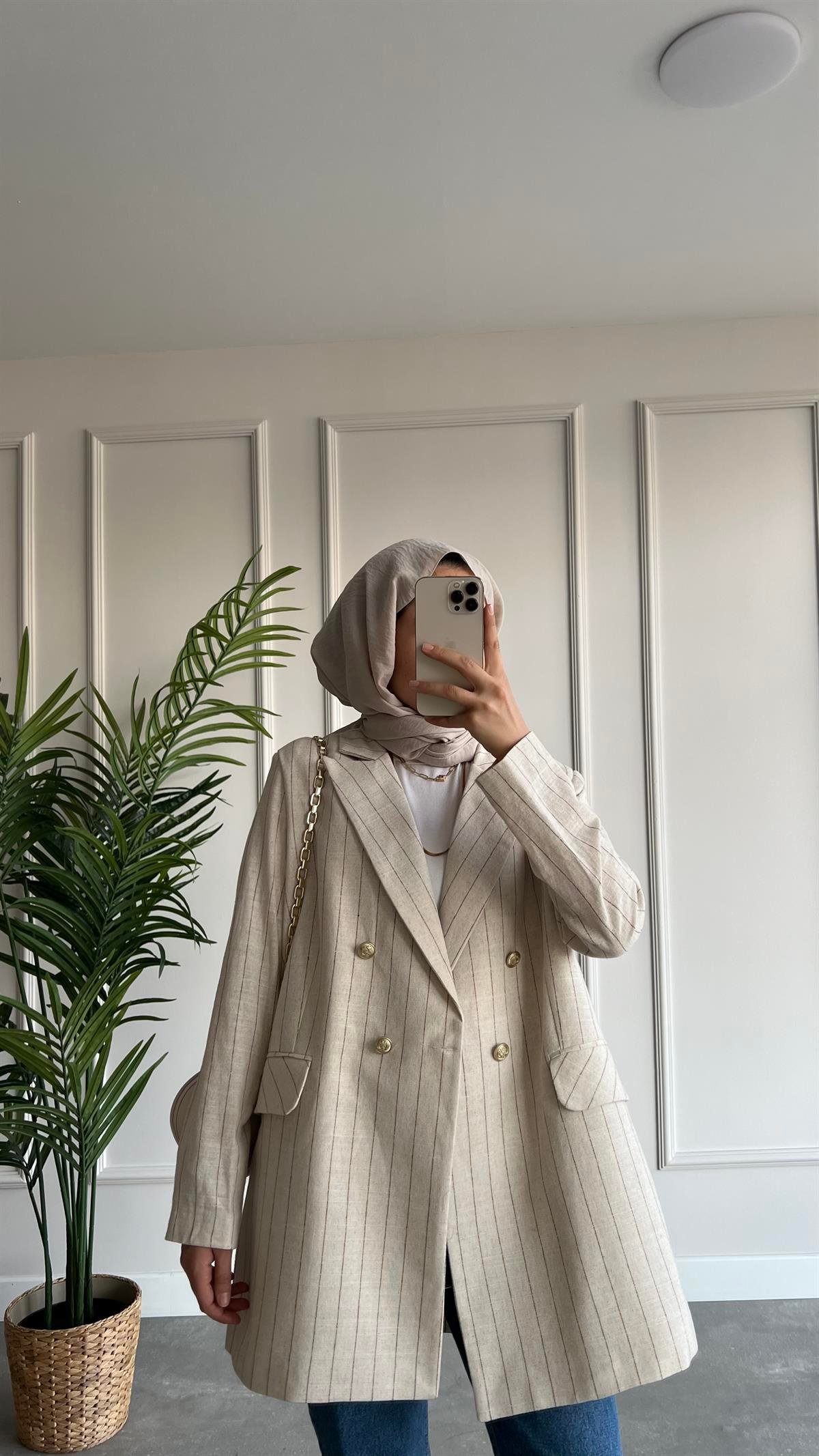 Çizgili Blazer Ceket