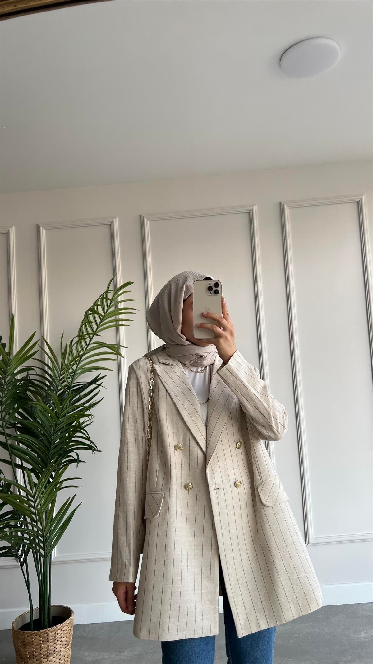 Çizgili Blazer Ceket