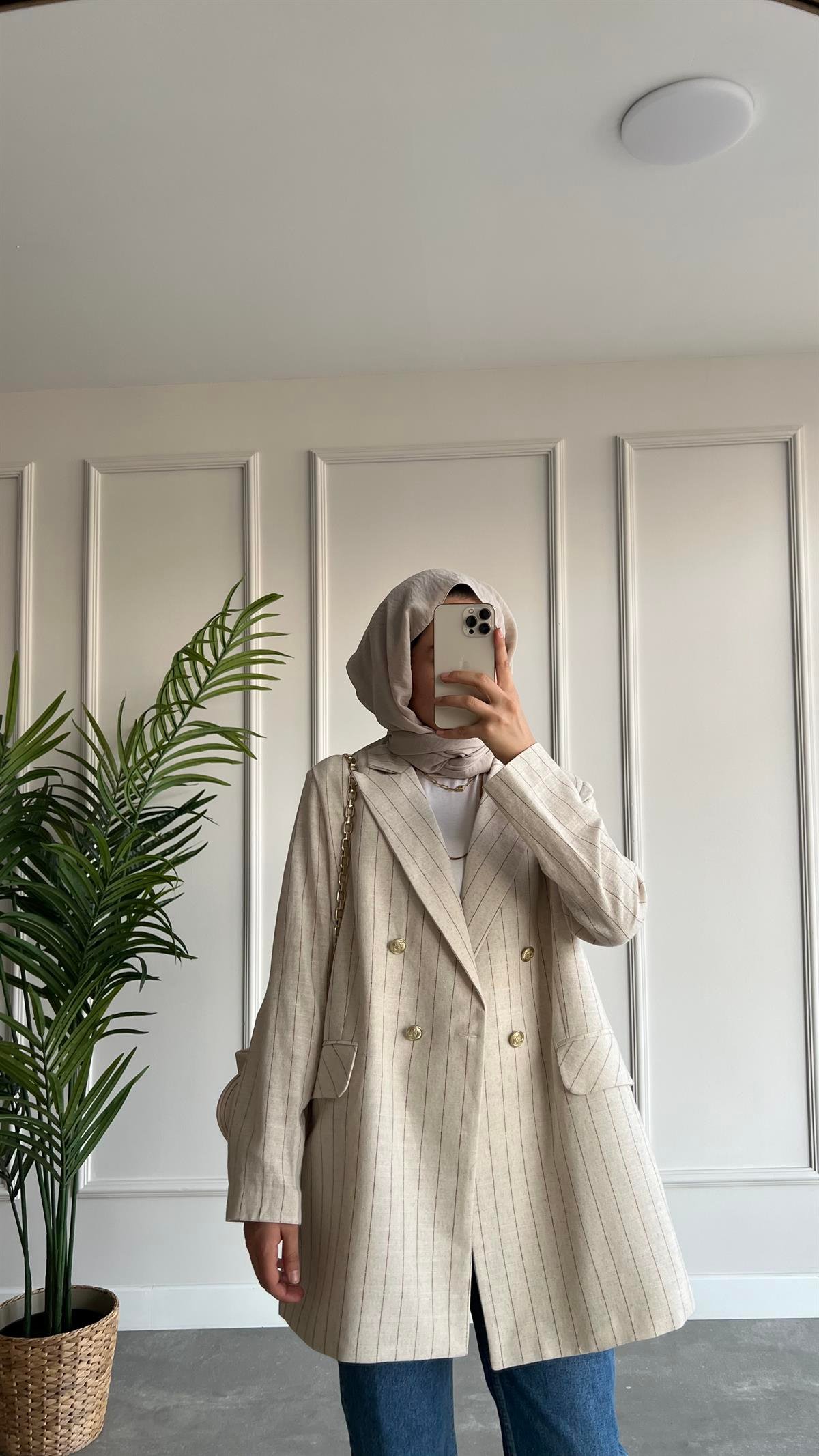 Çizgili Blazer Ceket