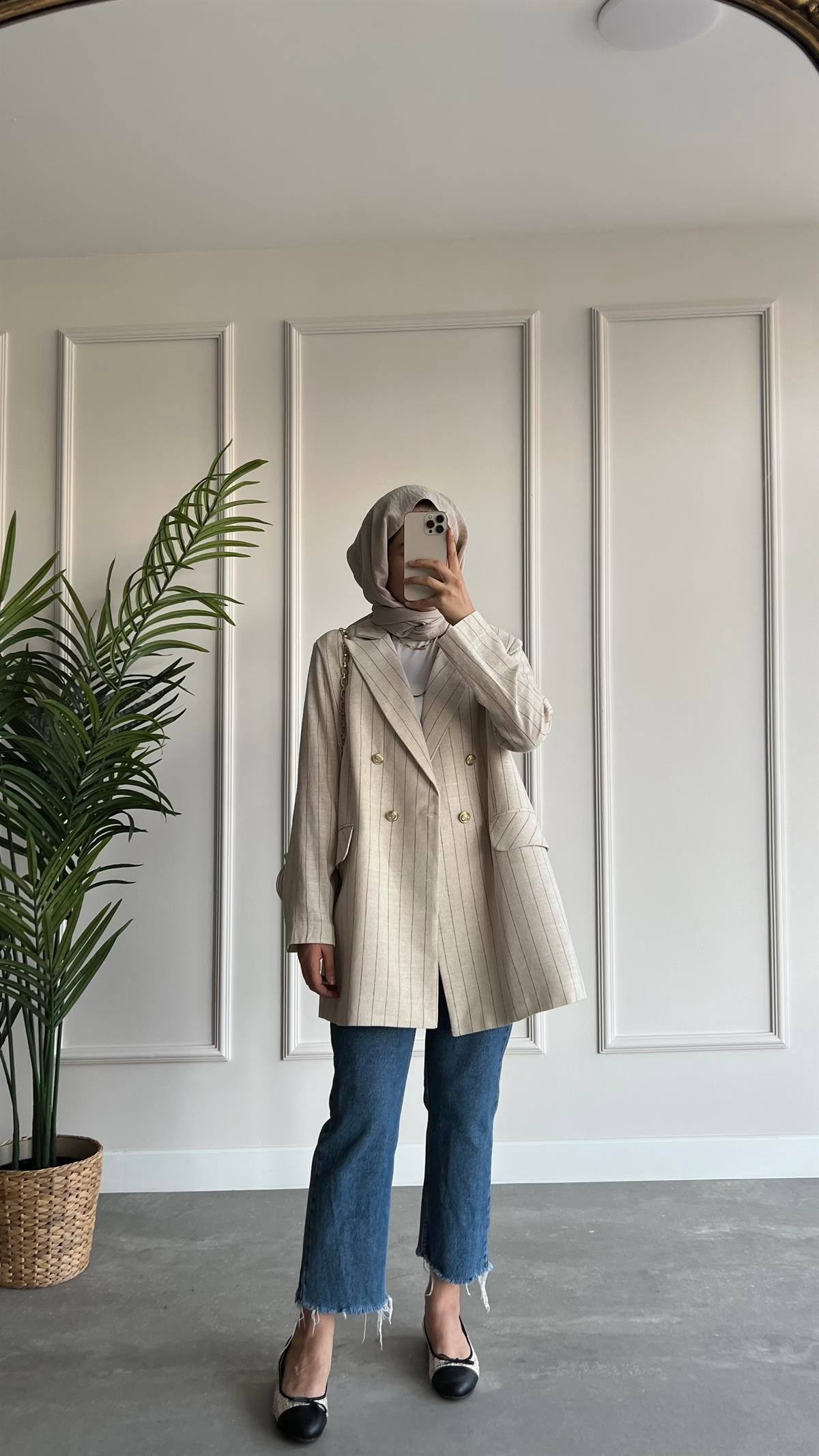 Çizgili Blazer Ceket