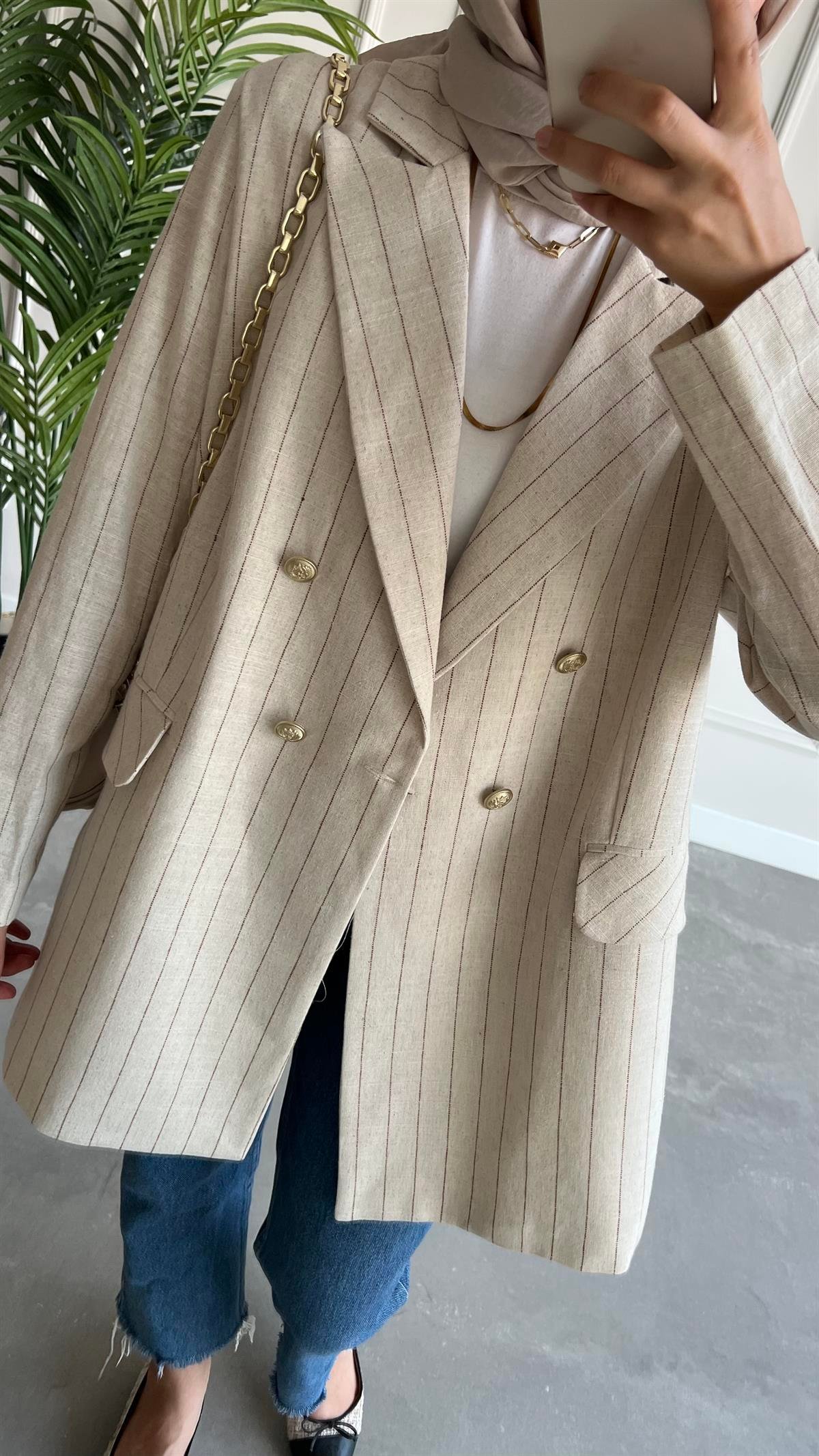 Çizgili Blazer Ceket