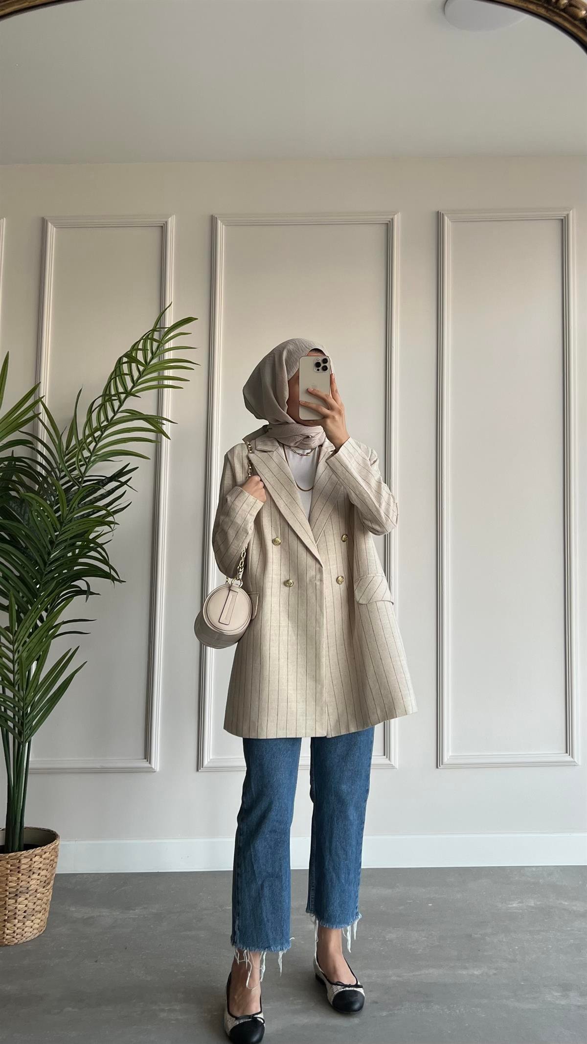 Çizgili Blazer Ceket