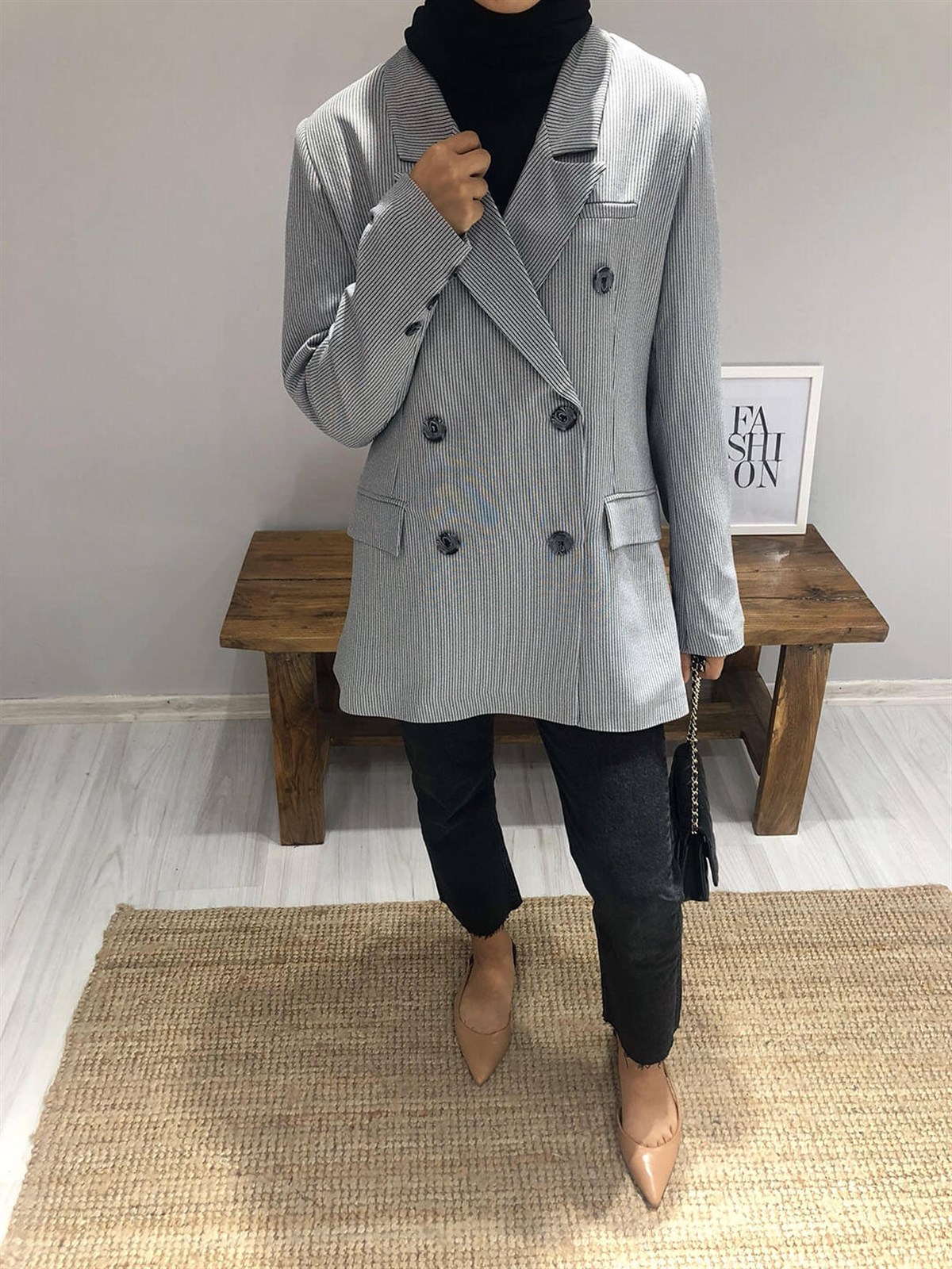 Çizgili Blazer Ceket