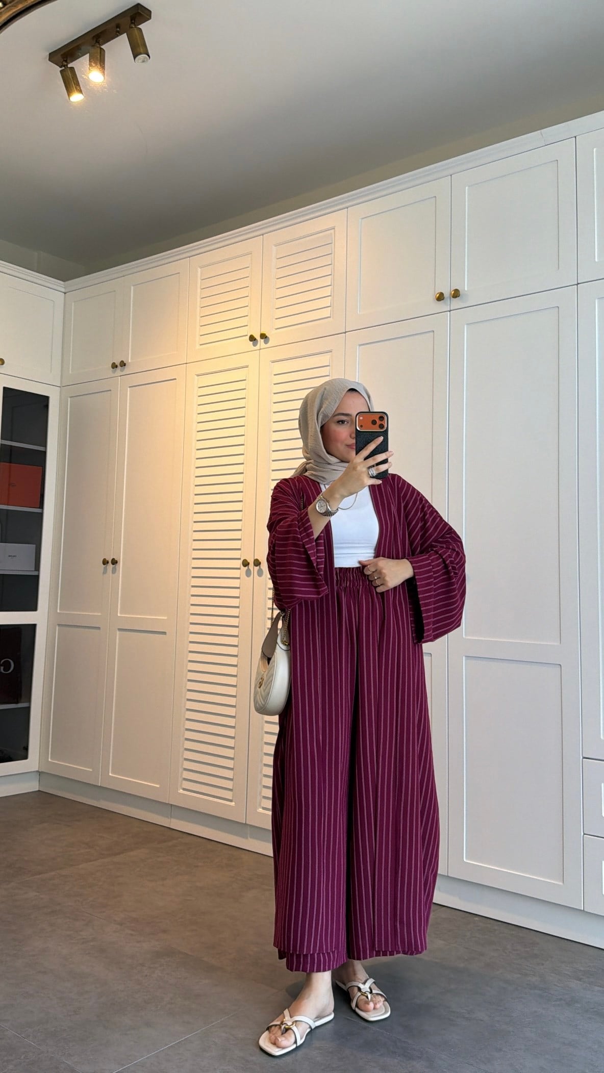Çizgili Kimono Takım Burgonya