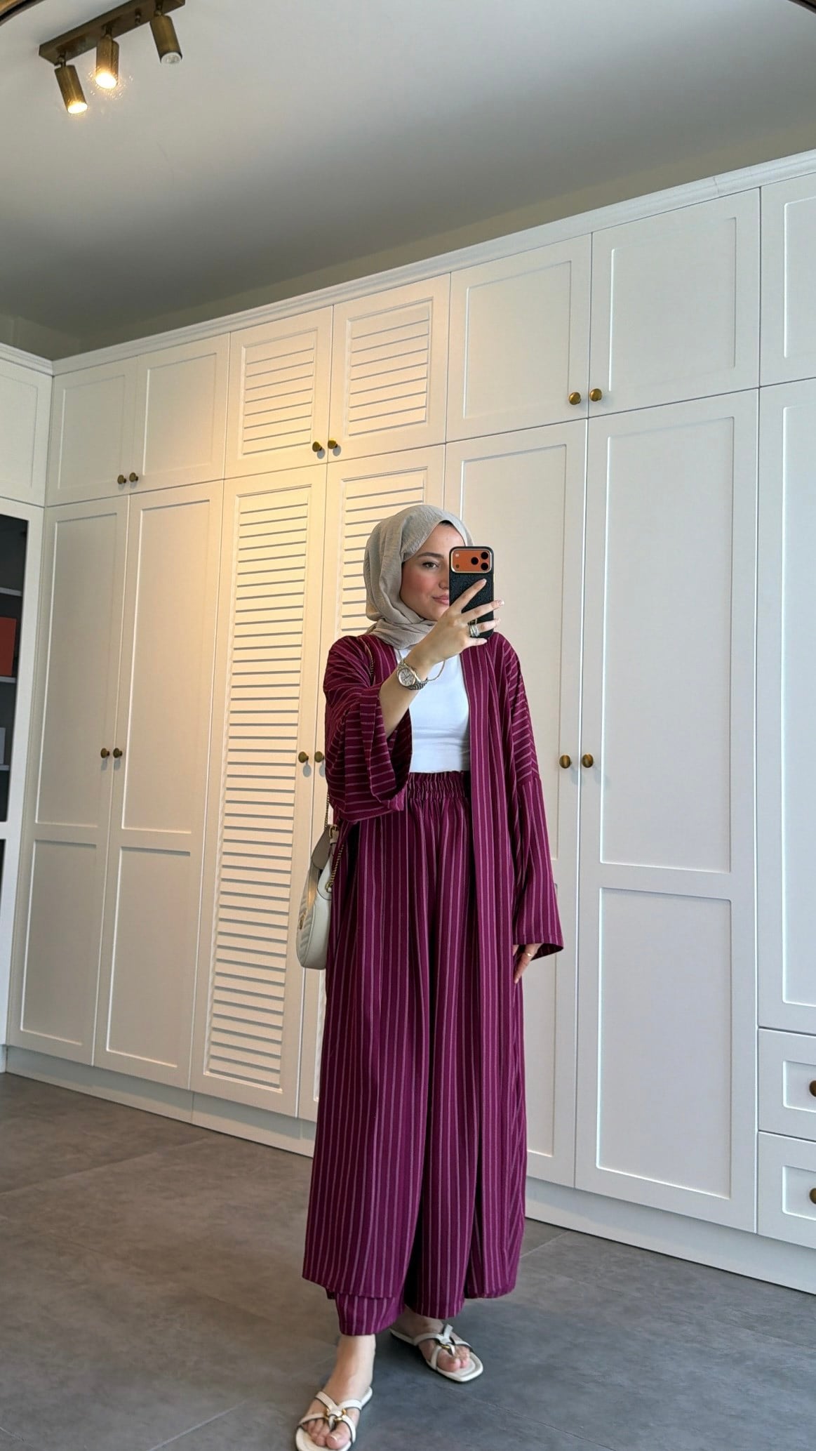 Çizgili Kimono Takım Burgonya
