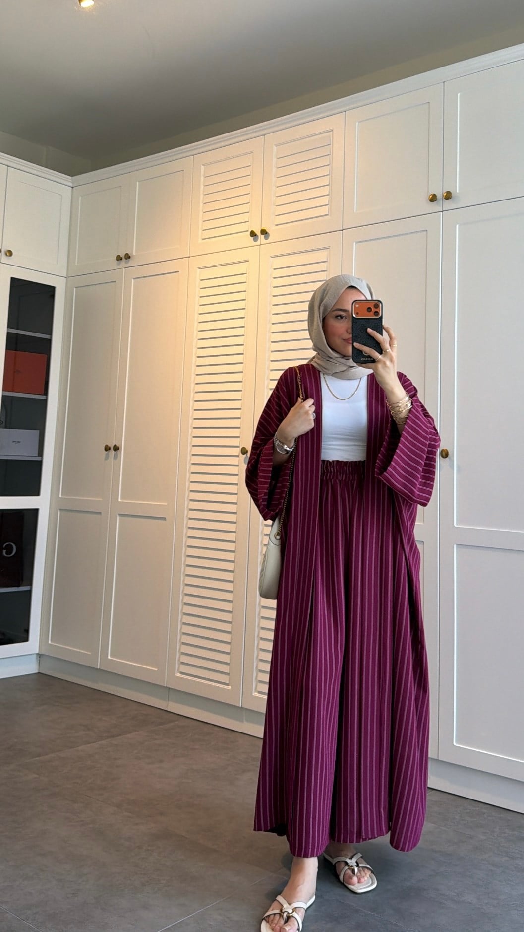 Çizgili Kimono Takım Burgonya